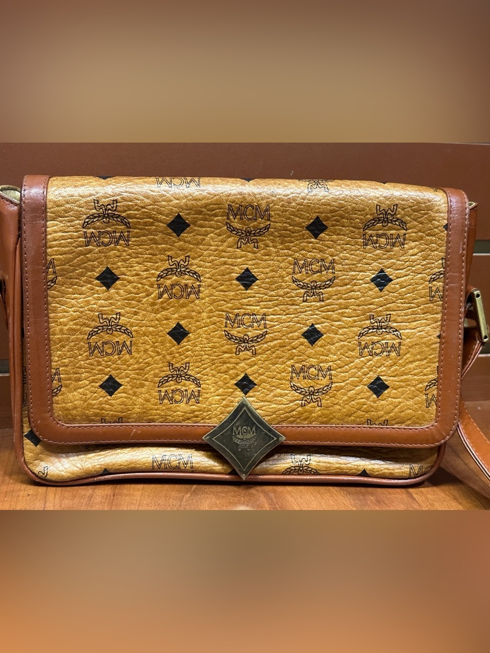 Vintage MCM Cognac Visetos Shoulder Crossbody Bag Made in Germany - Picture 13 of 15